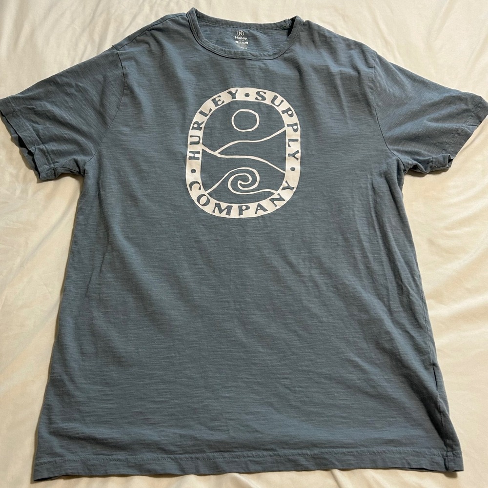 Hurley Supply Company Mens Graphic T-Shirt Blue Slub Cotton Medium HMS25-18527